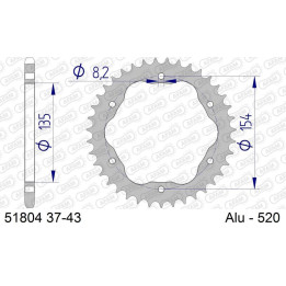Couronne AFAM alu standard - 520 51804K-38 | Oxmoto