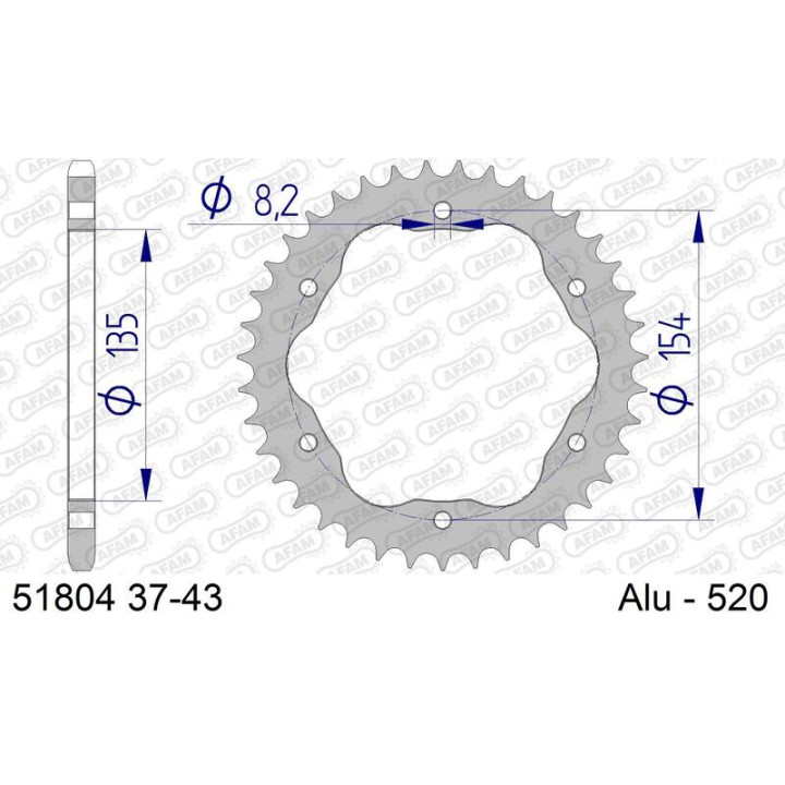 Couronne AFAM alu standard - 520 51804K-40 | Oxmoto