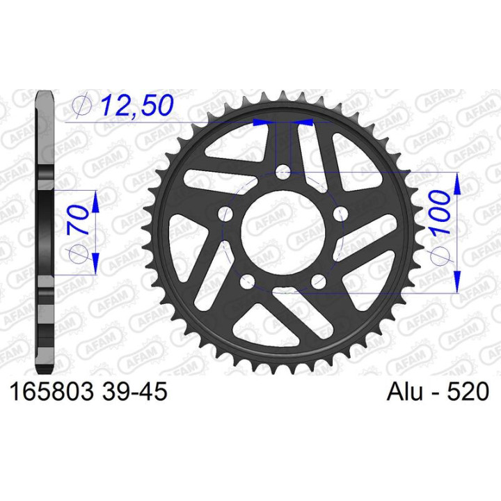 Couronne AFAM alu standard - 520 165803K-44 | Oxmoto
