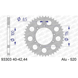Couronne AFAM alu standard - 520 93303K-44 | Oxmoto