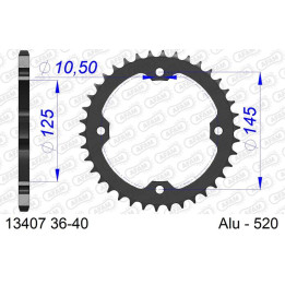 Couronne AFAM alu standard - 520 13407K-36 | Oxmoto