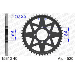 Couronne AFAM alu standard - 520 15310K-40 | Oxmoto