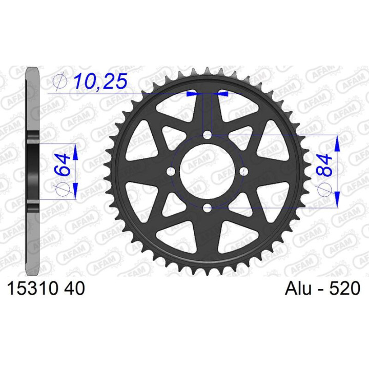 Couronne AFAM alu standard - 520 15310K-40 | Oxmoto