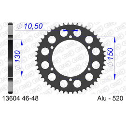Couronne AFAM alu standard - 520 13604K-47 | Oxmoto