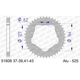 Couronne AFAM alu standard - 525 51608K-42 | Oxmoto