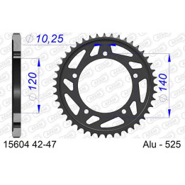 Couronne AFAM alu standard - 525 15604K-45 | Oxmoto