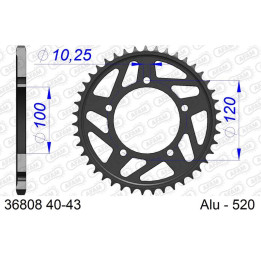 Couronne AFAM alu standard - 520 36808K-43 | Oxmoto