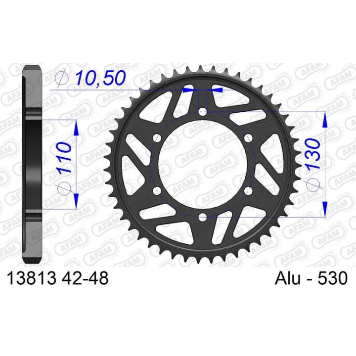 Couronne AFAM alu standard - 530 13813K-45 | Oxmoto