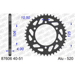 Couronne AFAM alu standard - 520 87606K-48 | Oxmoto