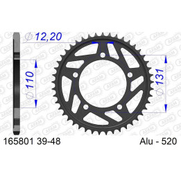 Couronne AFAM alu standard - 520 165801K-44 | Oxmoto