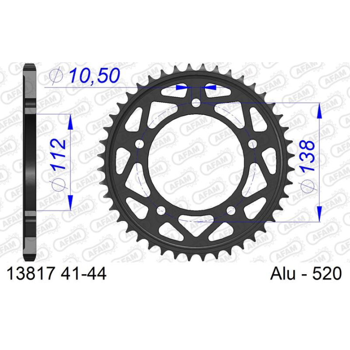 Couronne AFAM alu standard - 520 13817K-43 | Oxmoto