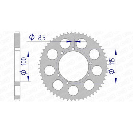 Couronne AFAM alu standard - 428 93117K-56 | Oxmoto