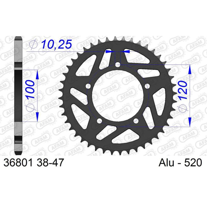 Couronne AFAM alu standard - 520 36801K-40 | Oxmoto