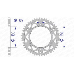 Couronne AFAM alu standard - 520 15206K-45 | Oxmoto