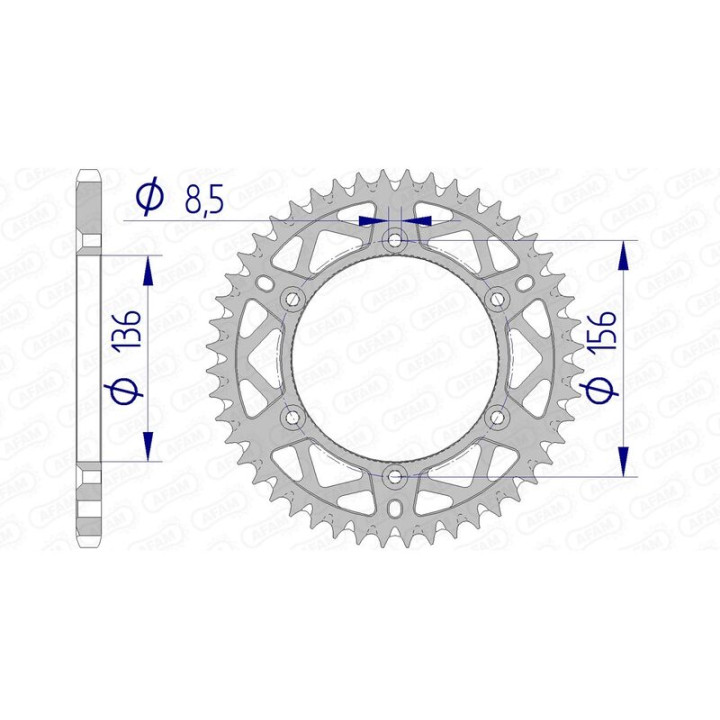 Couronne AFAM alu standard - 520 15206K-45 | Oxmoto