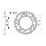 Couronne AFAM alu standard - 520 15605K-44 | Oxmoto