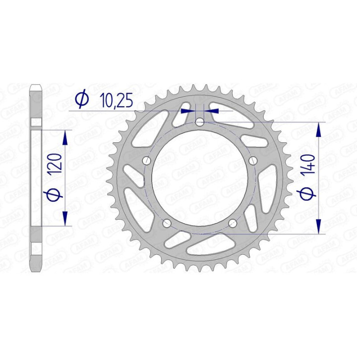 Couronne AFAM alu standard - 520 15605K-44 | Oxmoto