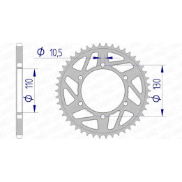 Couronne AFAM alu standard - 520 13814K-40 | Oxmoto