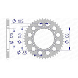 Couronne AFAM alu standard - 520 17404K-46 | Oxmoto