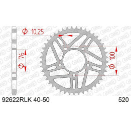 Couronne AFAM acier standard - 520 92622RLK-44 | Oxmoto