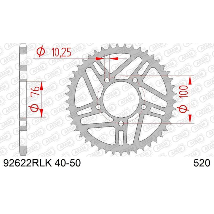Couronne AFAM acier standard - 520 92622RLK-45 | Oxmoto