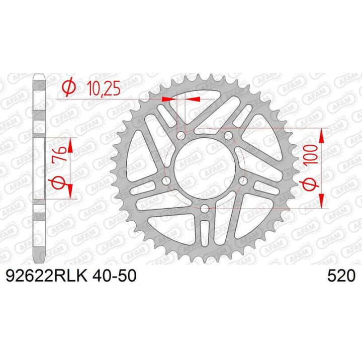 Couronne AFAM acier standard - 520 92622RLK-41 | Oxmoto