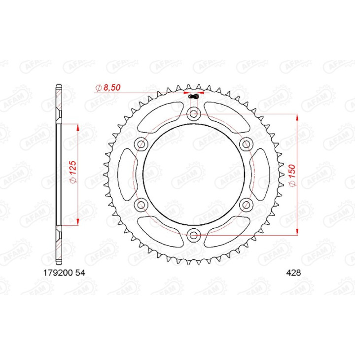 Couronne AFAM acier standard - 428 179200-54 | Oxmoto