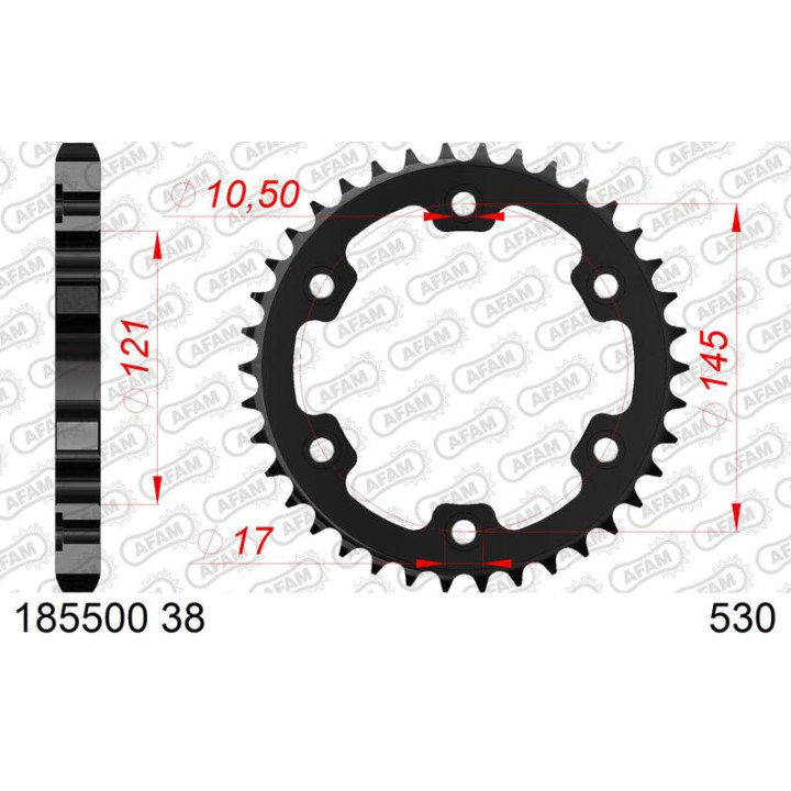 Couronne AFAM acier standard - 530 185500-38 | Oxmoto