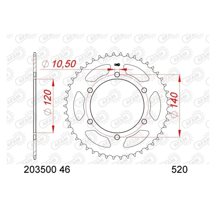 Kit chaîne AFAM 520 XHR4 - 14/46-118 - Couronne acier standard