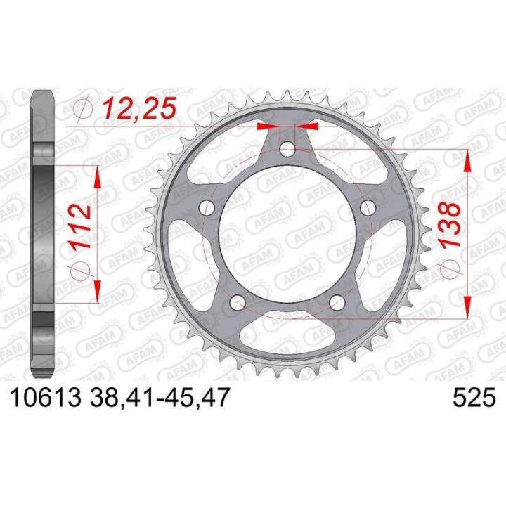Kit chaîne AFAM 525 XHR4 - 15/45-124 - Couronne acier standard