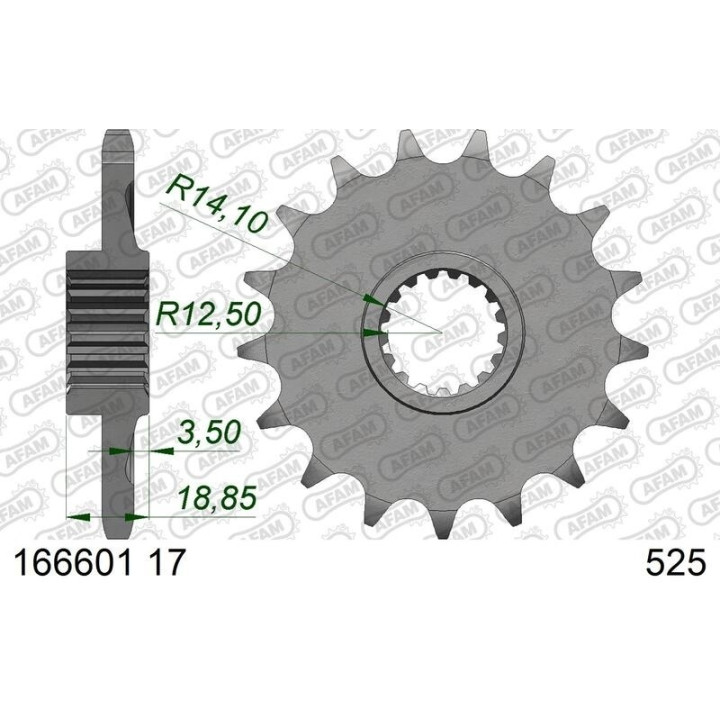 Kit chaîne AFAM 525 XSR4 - 17/44-124 - Couronne acier standard