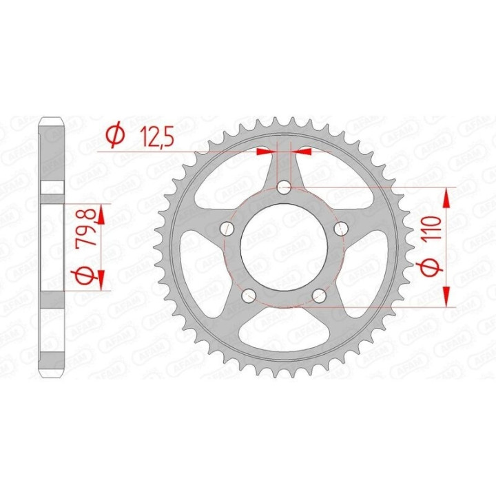 Kit chaîne AFAM 530 XSR4 - 17/43-110 - Couronne acier standard
