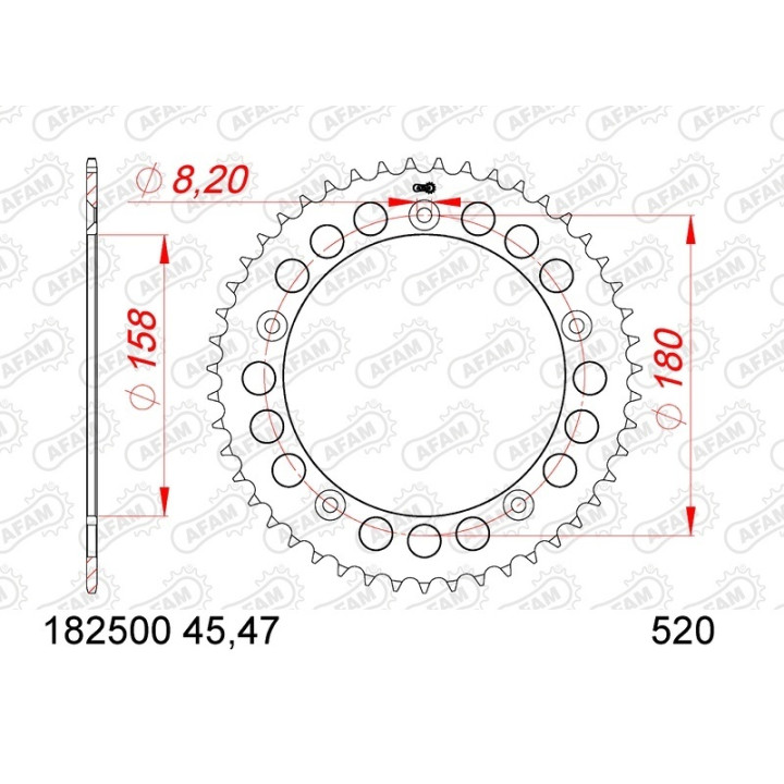Kit chaîne AFAM 520 XSR4 - 15/45-118 - Couronne acier standard
