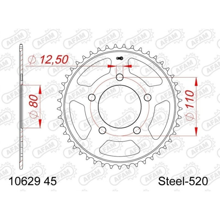 Kit chaîne AFAM 520 XSR4 - 16/45-126 - Couronne acier standard