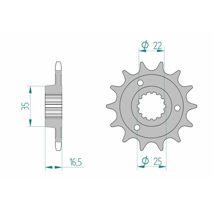 Kit chaîne AFAM 525 XHR4 - 15/38-96 - Couronne acier standard