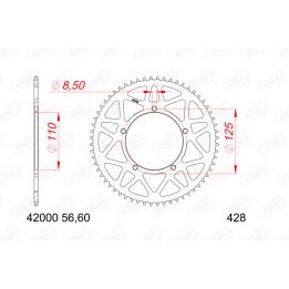 Couronne AFAM alu standard - 428 42000K-60 | Oxmoto