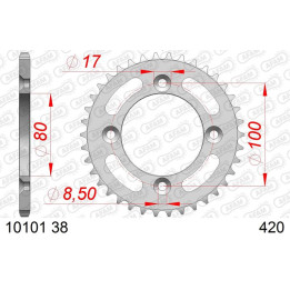 Couronne AFAM alu standard - 420 10101-38 | Oxmoto