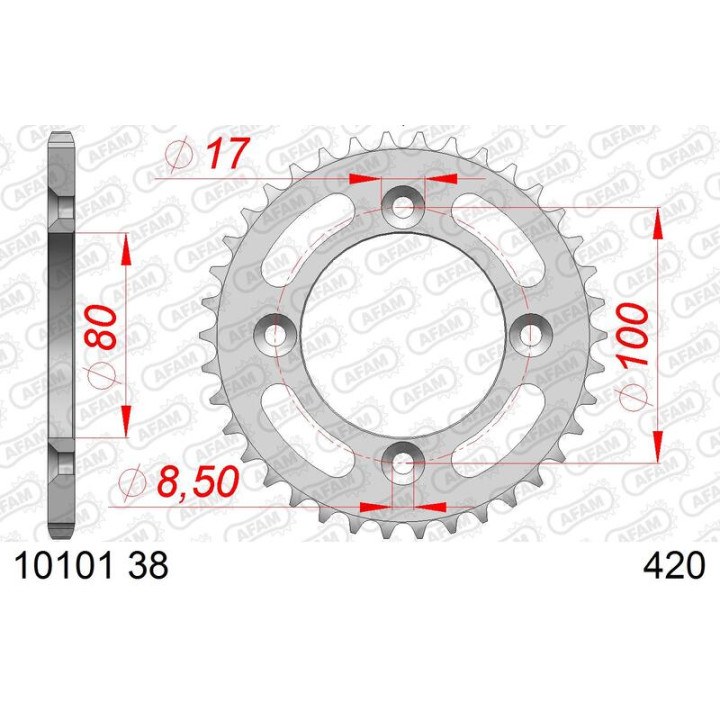 Couronne AFAM alu standard - 420 10101-38 | Oxmoto