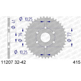 Couronne AFAM alu standard - 415 11207K-38 | Oxmoto