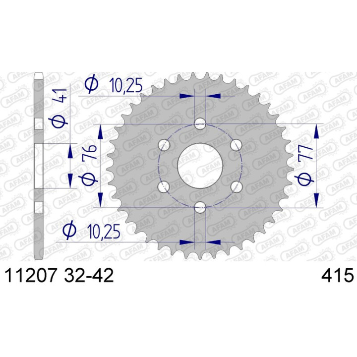 Couronne AFAM alu standard - 415 11207K-38 | Oxmoto