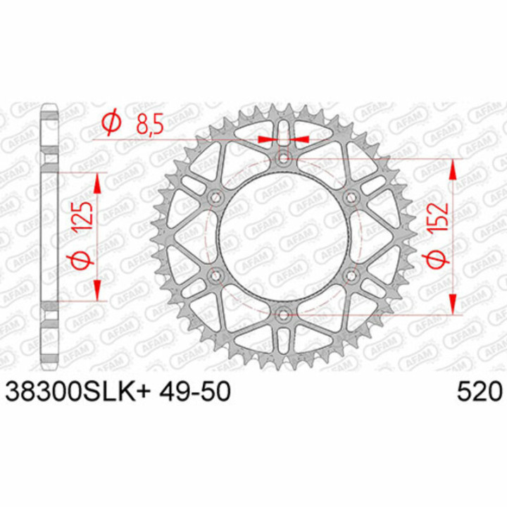 Couronne AFAM acier anti-boue - 520 38300SLK+48 | Oxmoto