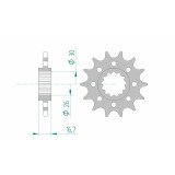 Kit chaîne AFAM 520 XSR - 16/44-108 - Couronne alu standard