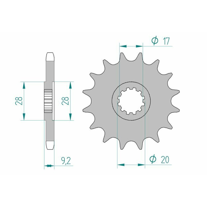 Kit chaîne AFAM 428R1 11/62-140 - couronne standard aluminium