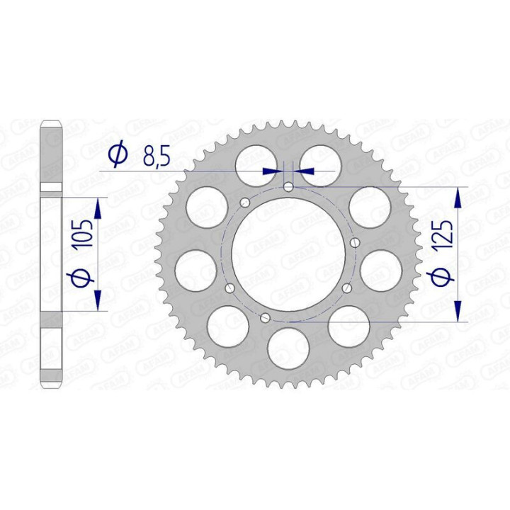 Kit chaîne AFAM 428R1 11/62-140 - couronne standard aluminium