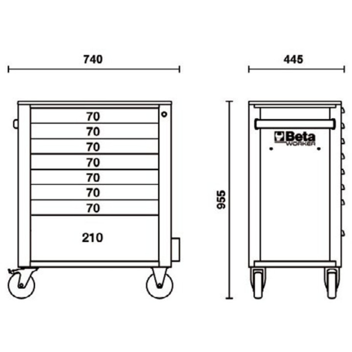 Servante mobile d’atelier à 8 tiroirs Beta Worker - C24S/8 PLUS-A