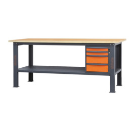 Etabli Beta 2,1m - plan de travail en bois et 4 tiroirs - C58BC-W2,1 058000632