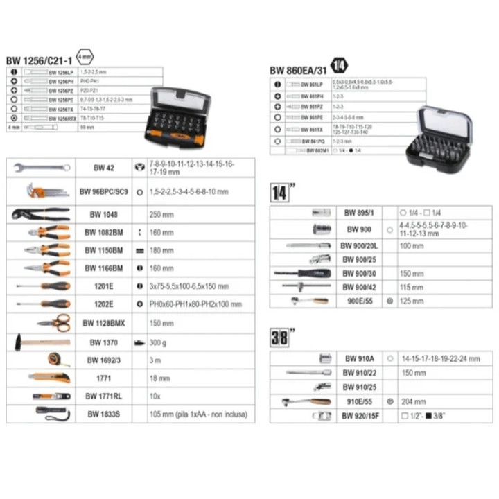 Malette à outils Beta TOOLS - 128 pièces 1/4 et | Oxmoto