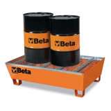 Bac de rétention en acier Beta pour la manutention et le stockage de 2 fûts de 200 litres