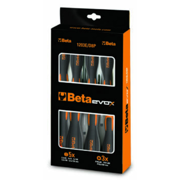 Jeu de 8 tournevis à fente et cruciforme Beta TOOLS | Oxmoto