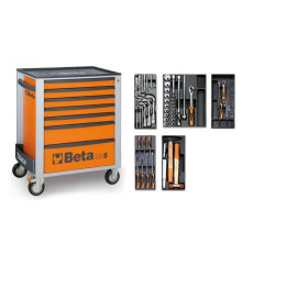 Servante mobile d'atelier à cinq modules Beta - orange
